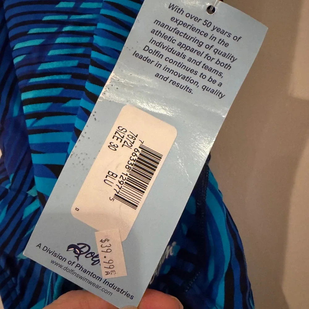 Dolfin Poly Fusion Performance Back Competition Swimsuit Juniors 30 XS‎ Blue NWT
